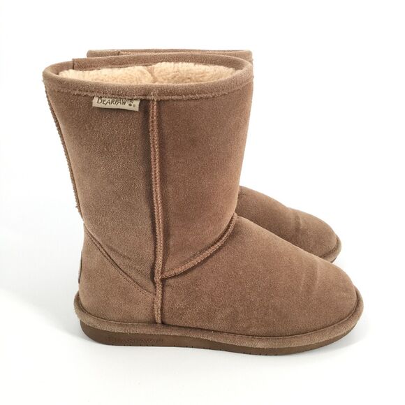 BearPaw Adele Suede Winter Boots 9 Womens Light Brown Tan Leather Snow Mid Calf - Picture 1 of 8